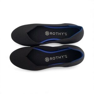 Rothy’s The Flat Black Solid Almond Toe Washable Knit Ballet Flats Size 8